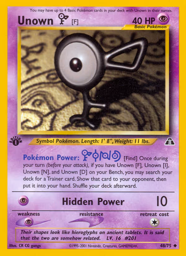 Unown [F] 48/75 Pokemon card