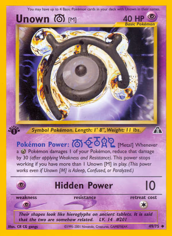 Unown [M] 49/75 Pokemon card