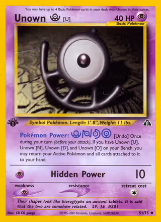 Unown [U] 51/75 Pokemon card