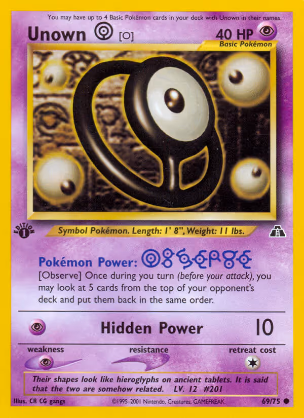 Unown [O] 69/75 Pokemon card