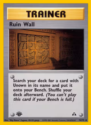 Ruin Wall 74/75 Pokemon card