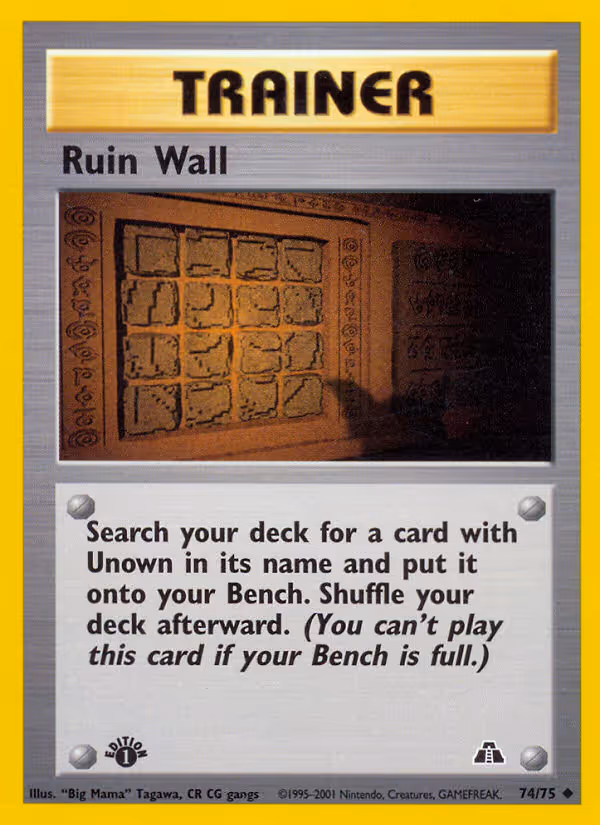 Ruin Wall 74/75 Pokemon card