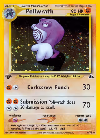 Poliwrath 9/75 Pokemon card