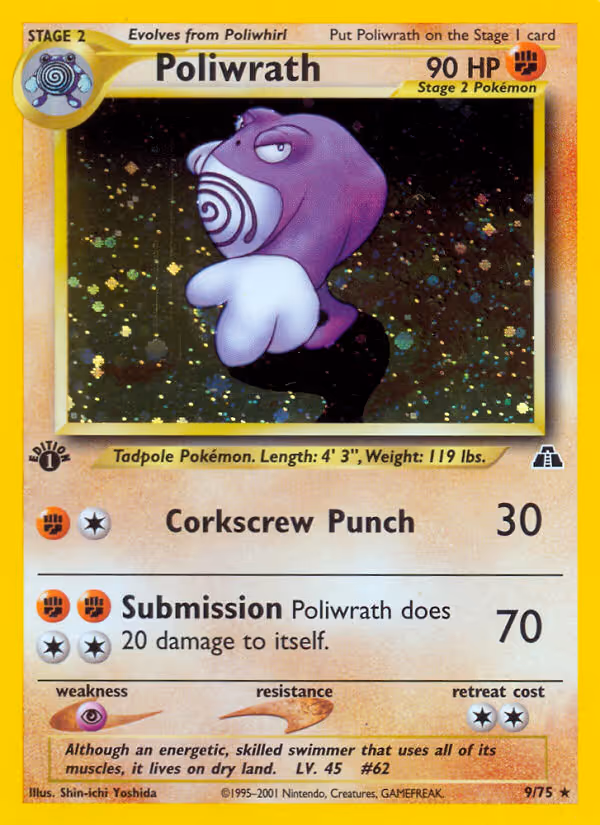 Poliwrath 9/75 Pokemon card
