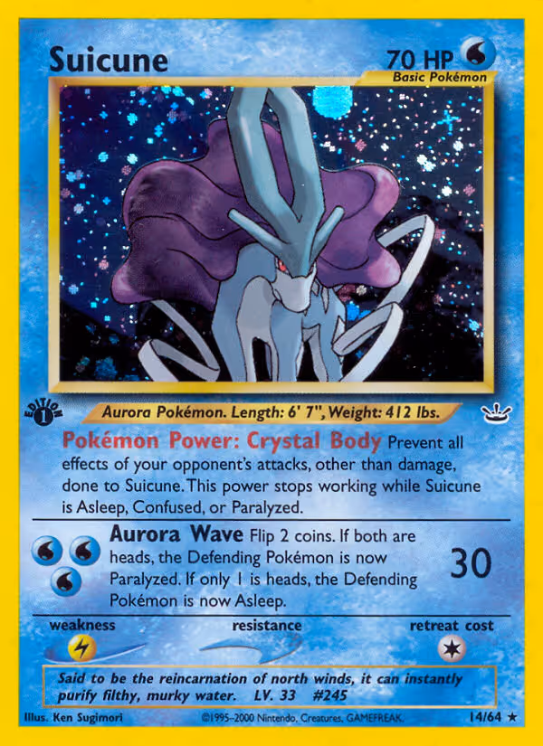 Suicune 14/64 Pokemon card
