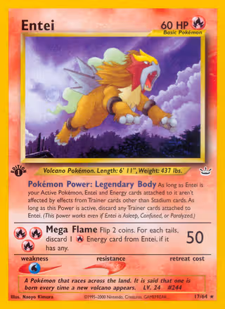 Entei 17/64 Pokemon card