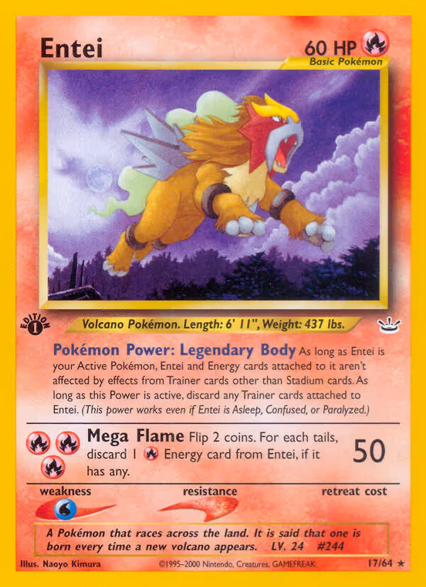 Entei 17/64 Pokemon card