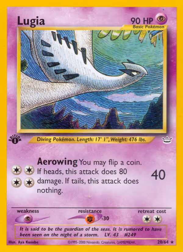 Lugia 20/64 Pokemon card