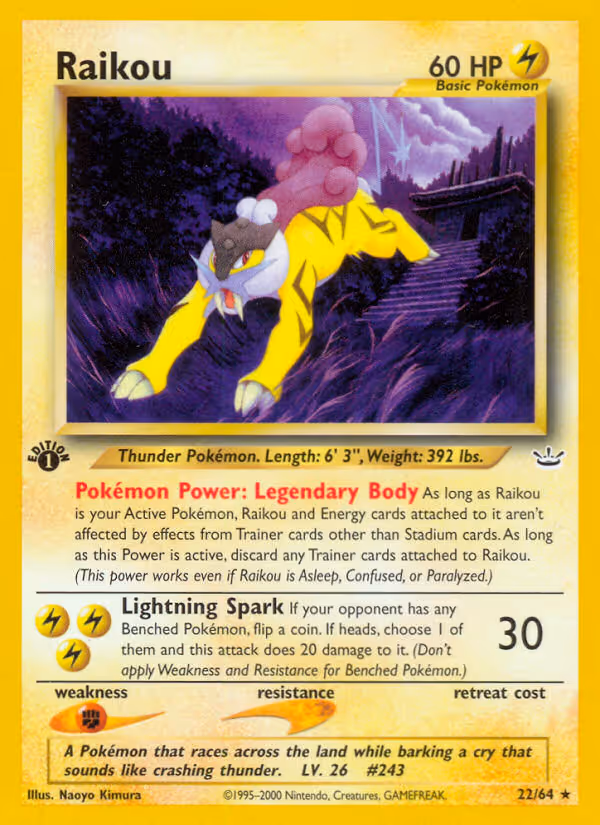 Raikou 22/64 Pokemon card