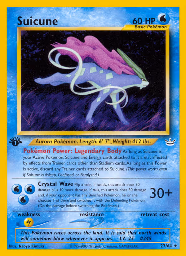 Suicune 27/64 Pokemon card