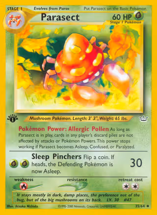 Parasect 35/64 Pokemon card