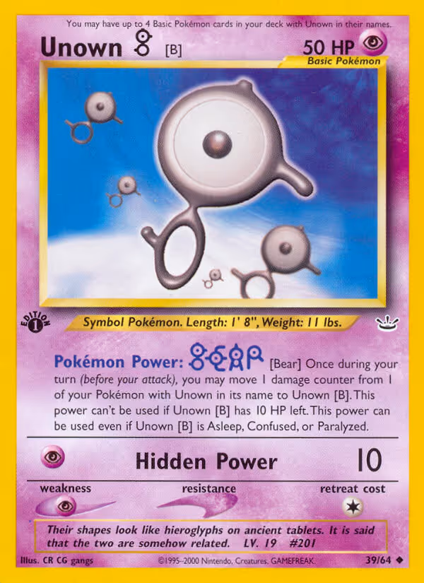 Unown [B] 39/64 Pokemon card