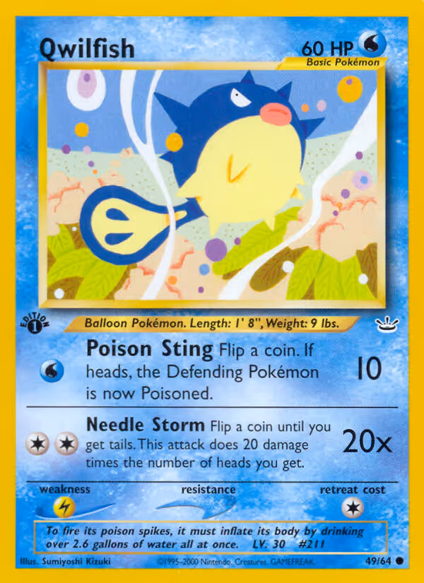 Qwilfish 49/64 Pokemon card