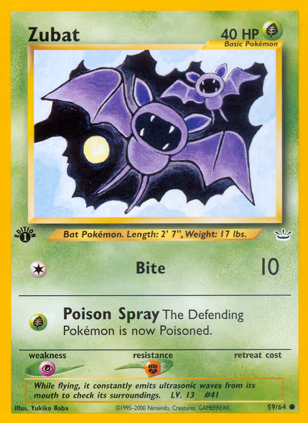 Zubat 59/64 Pokemon card