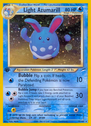 Light Azumarill 13/105 Pokemon card