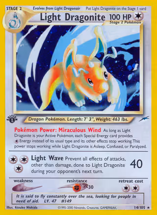Light Dragonite 14/105 Pokemon card