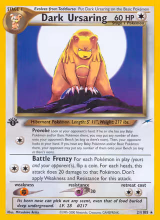 Dark Ursaring 21/105 Pokemon card