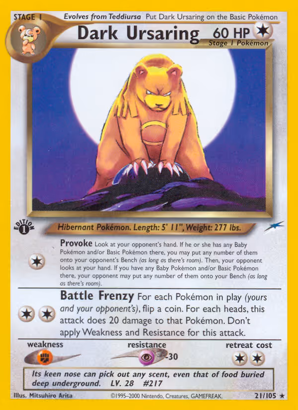 Dark Ursaring 21/105 Pokemon card