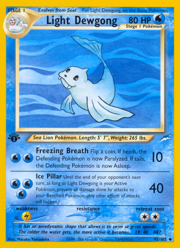 Light Dewgong 45/105 Pokemon card