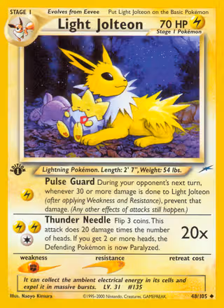 Light Jolteon 48/105 Pokemon card