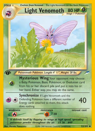 Light Venomoth 53/105 Pokemon card