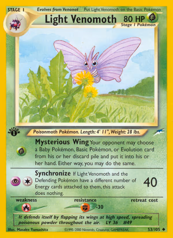 Light Venomoth 53/105 Pokemon card