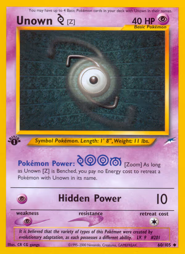 Unown [Z] 60/105 Pokemon card