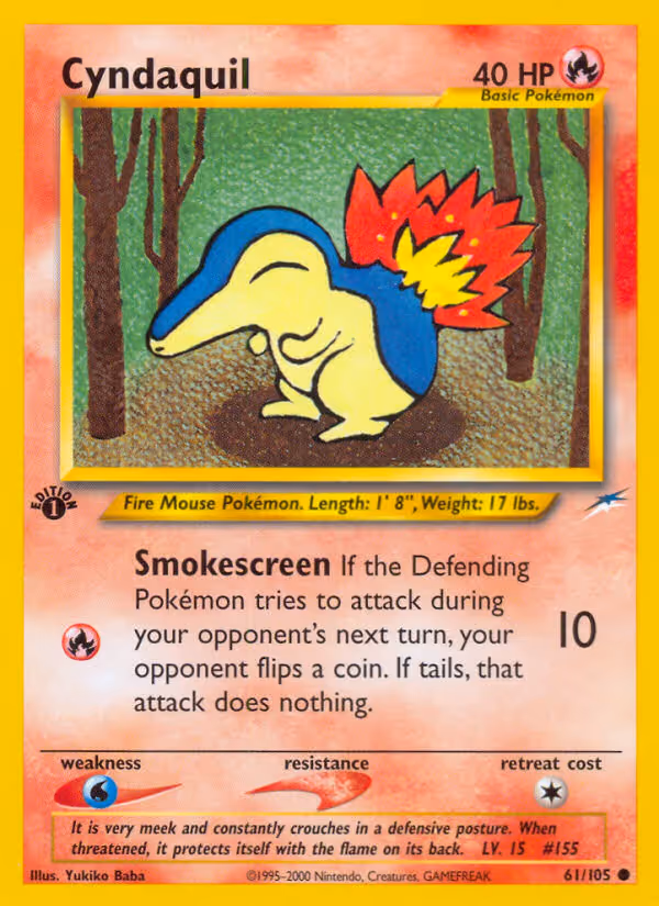 Cyndaquil 61/105 Pokemon card