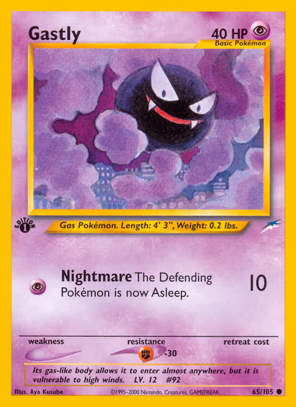 Gastly 65/105 Pokemon card