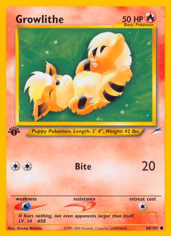 Growlithe 68/105 Pokemon card