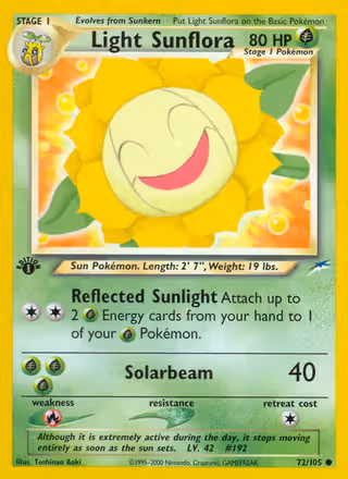 Light Sunflora 72/105 Pokemon card
