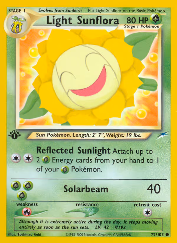Light Sunflora 72/105 Pokemon card