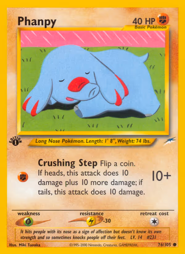 Phanpy 76/105 Pokemon card