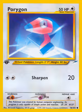 Porygon 78/105 Pokemon card