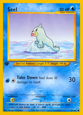 Seel 81/105 Pokemon card