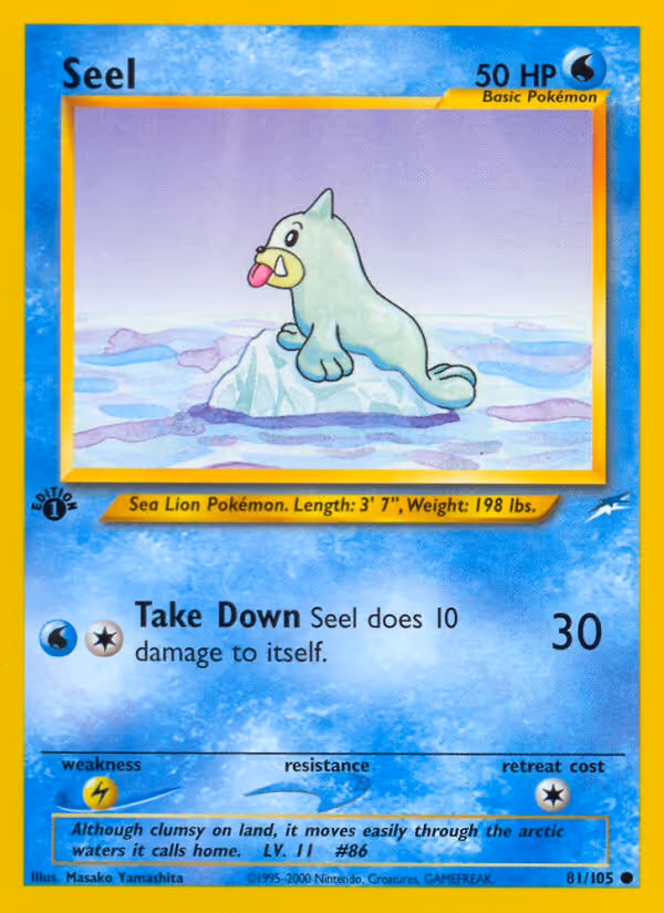 Seel 81/105 Pokemon card