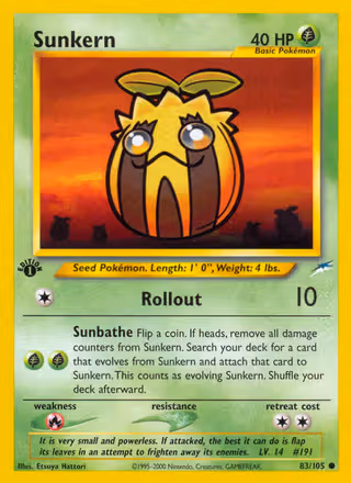 Sunkern 83/105 Pokemon card