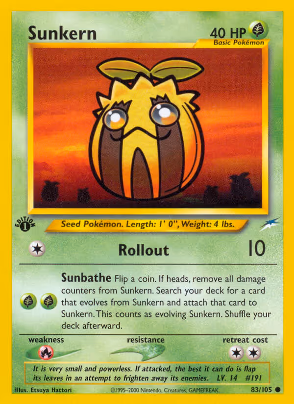 Sunkern 83/105 Pokemon card