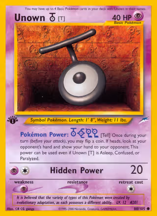 Unown [T] 88/105 Pokemon card