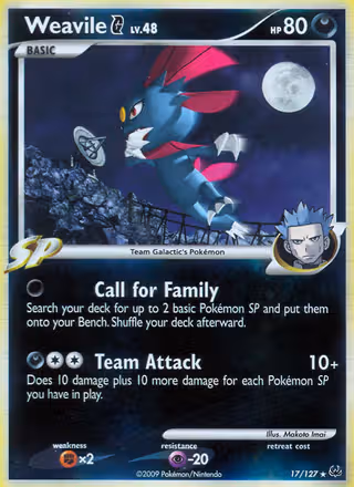 Weavile G 17/127 Pokemon card