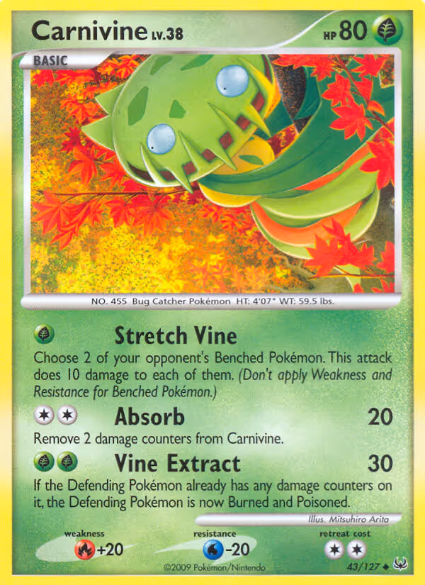 Carnivine 43/127 Pokemon card