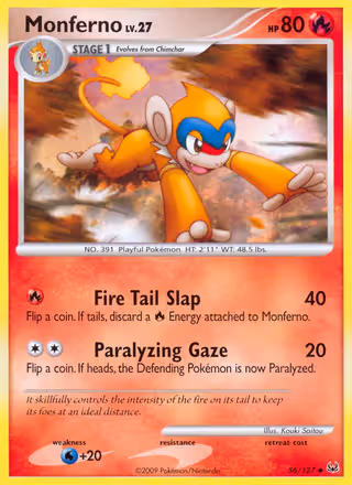 Monferno 56/127 Pokemon card