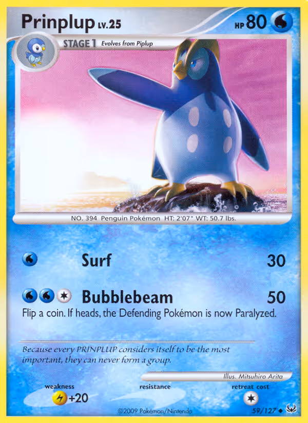 Prinplup 59/127 Pokemon card