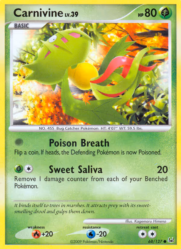 Carnivine 68/127 Pokemon card