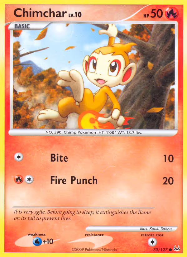 Chimchar 70/127 Pokemon card