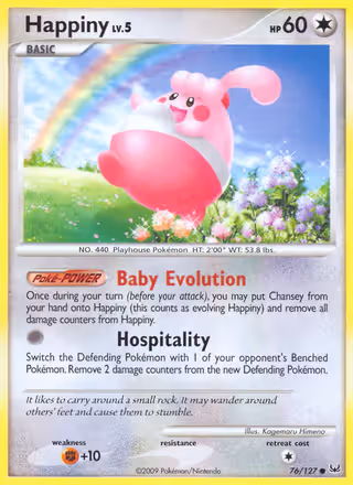 Happiny 76/127 Pokemon card