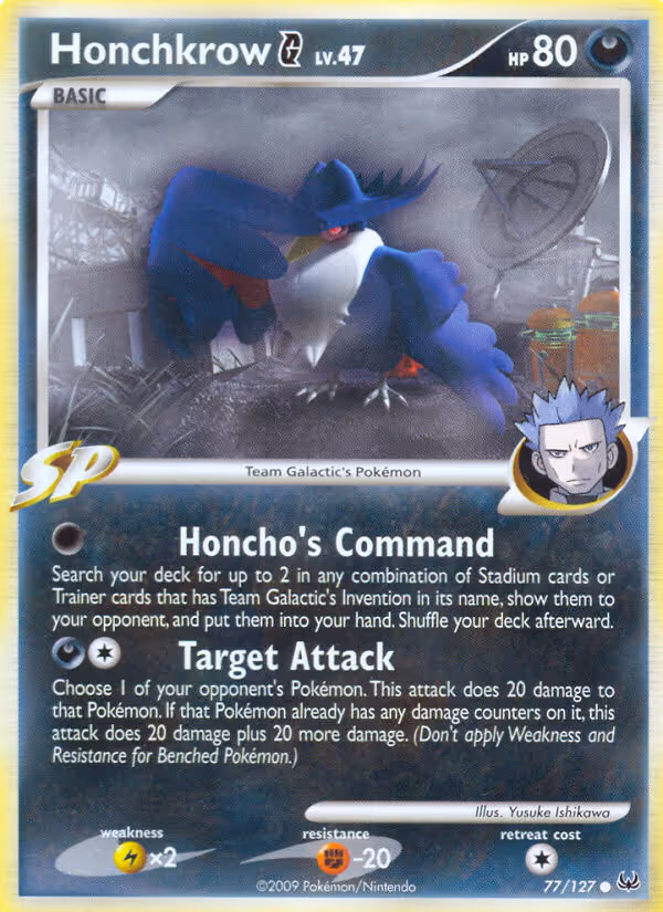 Honchkrow G 77/127 Pokemon card