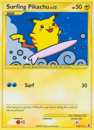 Surfing Pikachu 114/111 Pokemon card
