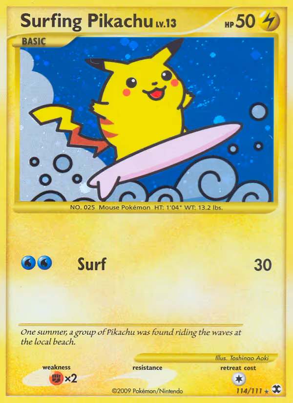 Surfing Pikachu 114/111 Pokemon card
