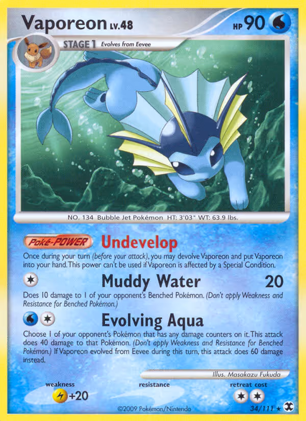 Vaporeon 34/111 Pokemon card